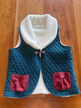 💙💕Matilda Jane Teal Quilted Vest with Cream Sherpa-(Size M)💕💙